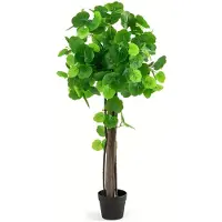 Selius Künstlicher Apfelbaum, 110 cm hoch, in Topf, mit realistischen Blättern und einem echten Holzstamm, pflegeleicht und immergrün