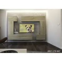 Furnitech Colmar Modernes Wohnzimmer Wohnwände Wohnschränke Schrankwand Schwarz Weiß Hochglänzend AN 7 (LED weiß, AN7-17S-M7 1B)