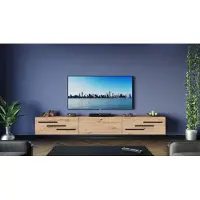Furnitech TV Lowboard TV Board hängend TV Schrank 265 cm Eiche Artisan Schwarze Kurze Zierleiste M9-24M-DA5-LCZ2-1E