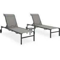 Selius 2-Personen-Loungeset – Gartenmöbel – Liegestuhl – Möbel für den Außenbereich – Verstellbare Rückenlehne – Robuster Stahlrahmen