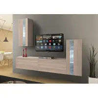 Furnitech Wohnwand Wohnzimmer - Hängend Wohnwand Modern - Regale und TV Schrank - Wohnzimmer Möbel ohne LED (Future C47/M/S 1A)