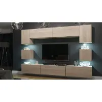 Furnitech Wohnwand Wohnzimmer - Hängend Wohnwand Modern - Wohnzimmer Schrankwand (Nowara AN1-17S-M50 1B)