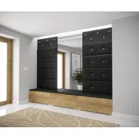 Furnitech GF82 Flur Dielenmöbel Garderobenschrank Dielenschrank Schuhschrank Flurmöbel Set Spiegel Matt (GF82-21DZ-M4)