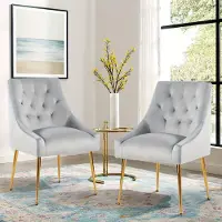 Selius Bürostuhl – Werkstuhlstuhl – Design im Stil der Mid-Century Modern – Samtbezug – Metallrahmen – Verstellbar – Set aus 2 Stück
