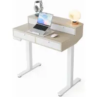 Dripio Höhenverstellbarer Schreibtisch 80x53 cm, mit Schubladen, C-Klemme, 4 Speicher