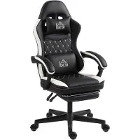 Selius Gaming-Stuhl - Bürostuhl - Computerstuhl - Gaming-Rennstuhl - Ergonomischer Stuhl - Schwarz/Weiß