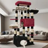 Selius Kratzbaum – Katzenbaum – Kratzmöbel – Katzenhaus – Katzenkorb – 174 cm hoch – Besonders stabil mit Sisalstrick