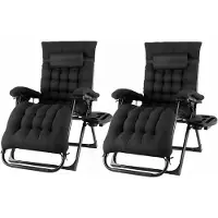 Selius Gartenliegestuhl-Set, 2 Stück - Klappbare Liegestühle im Zero-Gravity-Design mit Kissen - Schwarz - Belastbarkeit bis 160 kg