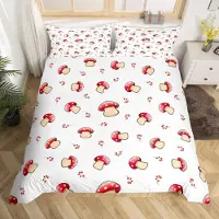 Loussiesd Bettwäsche Set 200x200cm mit 2 Kissenbezügen, Pilz Motiv, Mehrfarbig, Mikrofaser
