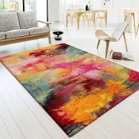 Selius Teppich für das Wohnzimmer, 240x330 cm, kurzfloriger, moderner, Vintage-Stil, abstraktes Design, mehrfarbig