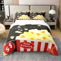 Loussiesd Bettwäsche-Set 135x200cm Popcorn Kino Design 100% Baumwolle Mehrfarbig 2-teilig