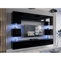 Furnitech Wohnwand Wohnzimmer - Hängend Wohnwand Modern - Wohnzimmer Schrankwand (Nowara AN1-17B-HG20 1B)
