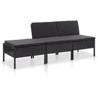 Selius Loungeset – 3-teiliges Gartenmöbel-Set aus Polyrattan – Wetterbeständige Gartenbank mit Kissen