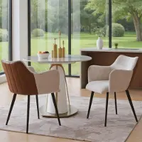 Selius Esszimmerstühle - Stühle - Schminkstühle - Bürostühle - Sessel - Set aus 2 Stück - Kunstleder und Leinenstoff