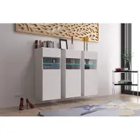 Furnitech K3 Modernes Wohnzimmer, Kommode, Schrank, Sideboard, Schlafzimmer, Esszimmer, Wohnzimmermöbel Matt (LED RGB 16 Farben, K3-M20-W9)