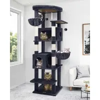 Selius Kratzbaum – Katzenbaum – Katzenhaus – Katzenkorb – Kratzmöbel – Dunkelgrau – 188 cm hoch