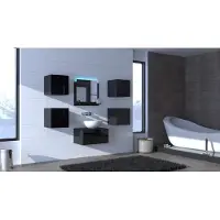 Furnitech ALIUS 25 Badezimmer Bademöbel Badeschränke Spiegel Set (Möbel ohne LED, A25/HG/B/1)