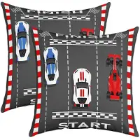 Loussiesd Kissenbezüge 40x40cm 2er Set Race Autos Speed Sports Automobile Dekoration Mehrfarbig