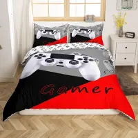 Loussiesd Bettwäsche Set 135x200cm Mikrofaser Grau Weiß Rot Schwarz Mehrfarbig 2-teilig