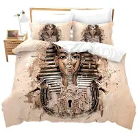 Loussiesd Bettwäsche Set Ägypten Muster für Kinder 1 Bettbezug 135x200 cm + 1 Kissenbezug 80x80 cm Mikrofaser mit Reißverschluss