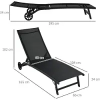 Selius Liegestuhl – Gartenliegestuhl – Set aus 2 – Liegebett – mit Rollen – verstellbare Rückenlehne – wetterfest – für den Garten
