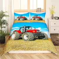 Loussiesd Bettwäsche Set 135x200cm Traktor Bauernhaus Feld Kinder Jungen Jugendliche Mikrofaser 1 Kissenbezug 80x80cm