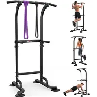 Selius Kraftturm, stehend – mit Widerstandsbändern – maximale Belastung: 150 kg – legierter Stahl – schwarz – Fitnessgerät