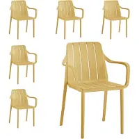 VORTIVO Gartenstuhl 6er Set Gelb – stapelbar, wetterfest, UV-beständig & bis 200 kg. Für Balkon, Terrasse, Garten & Esszimmer.