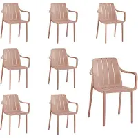 VORTIVO Gartenstuhl 8er Set Rosa – stapelbar, wetterfest, UV-beständig & bis 200 kg. Für Balkon, Terrasse, Garten & Esszimmer.