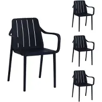 VORTIVO Gartenstuhl 4er Set Schwarz – stapelbar, wetterfest, UV-beständig & bis 200 kg. Für Balkon, Terrasse, Garten & Esszimmer.