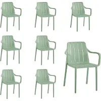 VORTIVO Gartenstuhl 8er Set Grün – stapelbar, wetterfest, UV-beständig & bis 200 kg. Für Balkon, Terrasse, Garten & Esszimmer.