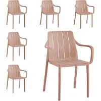 VORTIVO Gartenstuhl 6er Set Rosa – stapelbar, wetterfest, UV-beständig & bis 200 kg. Für Balkon, Terrasse, Garten & Esszimmer.