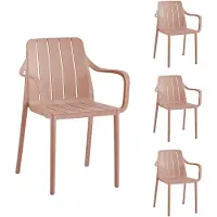 VORTIVO Gartenstuhl 4er Set Rosa – stapelbar, wetterfest, UV-beständig & bis 200 kg. Für Balkon, Terrasse, Garten & Esszimmer.