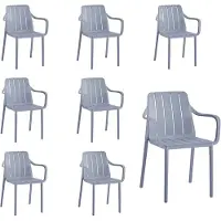 VORTIVO Gartenstuhl 8er Set Gray – stapelbar, wetterfest, UV-beständig & bis 200 kg. Für Balkon, Terrasse, Garten & Esszimmer.