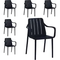 VORTIVO Gartenstuhl 6er Set Schwarz – stapelbar, wetterfest, UV-beständig & bis 200 kg. Für Balkon, Terrasse, Garten & Esszimmer.