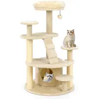 FANTASK Kratzbaum klein, Katzenkratzbaum mit Katzenhöhle, Ball, Leiter, Plattfor