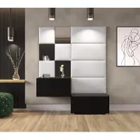 Furnitech GF87 Flur Dielenmöbel Garderobenschrank Dielenschrank Schuhschrank Flurmöbel Set Spiegel Matt (GF87-21B-M1 Boston 26)