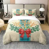 Homewish Bettwäsche-Set 155x220 cm 100% Baumwolle mit Kissenbezug 80x80 cm Tropical Hawaii Beach Ocean Buffalo Kariert