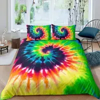 Loussiesd Bettwäsche-Set 135x200 cm Regenbogen Tie Dye Boho Psychedelic Wirbel Muster Microfaser