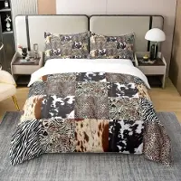 Homewish Bettwäsche-Set 135x200 cm 100% Baumwolle Zebra Kuh Leopard Motiv mit 1 Kissenbezug 80x80 cm