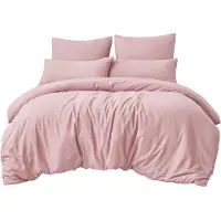 Aisbo Bettwäsche-Set 220x240 cm 3-teilig Rosa Mikrofaser mit Reißverschluss und Kissenbezügen 80x80 cm