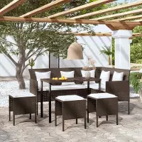 Selius Loungeset – L-förmiges Gartenset mit bequemen Kissen – Wetterbeständiges Polyrattenmaterial und pulverbeschichteter Stahl