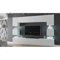Furnitech Wohnwand Wohnzimmer - Hängend Wohnwand Modern - Regale und TV Schrank - Wohnzimmer Möbel ohne LED (Nowara AN1-17W-M53 1A Matt)