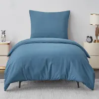 Aisbo Bettwäsche-Set 155x220 cm 2-teilig Blau Mikrofaser mit Reißverschluss Bügelfrei