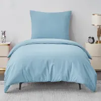 Aisbo Bettwäsche-Set 155x220 cm 2-teilig Hellblau Mikrofaser mit Reißverschluss Bügelfrei