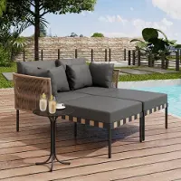 Selius Gartenlounge-Set – Loungestühle – Liegebank – Gartenmöbel – Outdoor-Set – Verzinktes Eisen