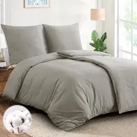 Aisbo Bettwäsche-Set 135x200 cm 4-teilig Baumwolle Taupe mit 2 Kissenbezügen 80x80 cm Reißverschluss