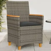 Selius Gartenstuhl - Esstischstuhl - Gartenstühle - Rattanstuhl - Gartenmöbelstuhl - 2 Stück, Grau - Langlebiges PE-Rattan