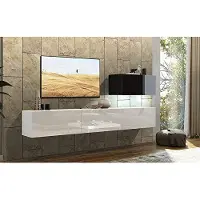 Furnitech Wohnwand Wohnzimmer - Wohnzimmer Möbel mit LED RGB - 16 Farben - Hängend Wohnwand Modern - Regale und TV Schrank (Future C38/HG/WB3 1A - 249 cm)