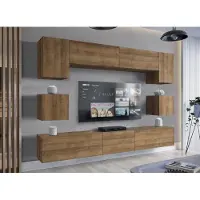 Furnitech Wohnwand Wohnzimmer - Hängend Wohnwand Modern mit Regale und TV Schrank - Wohnzimmer Möbel ohne LED (Nowara AN1-17DZ-M51 1B)